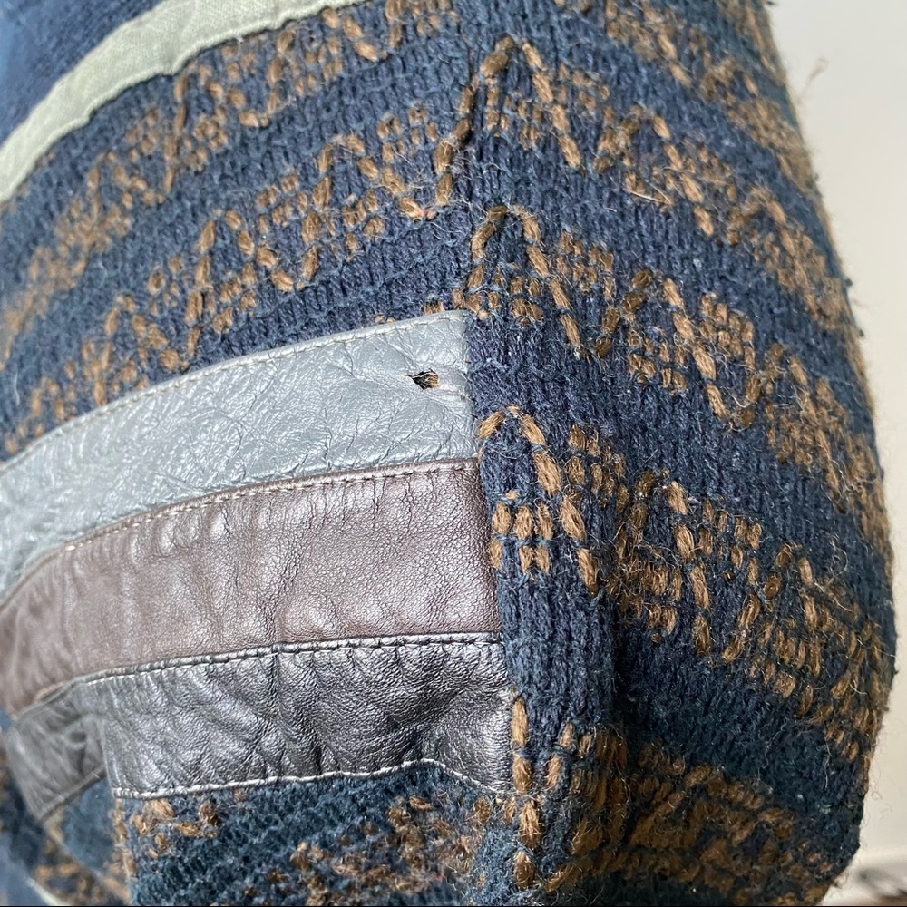 Vintage Thick Knit Sweater With Leather Trim - Picture 9 of 13